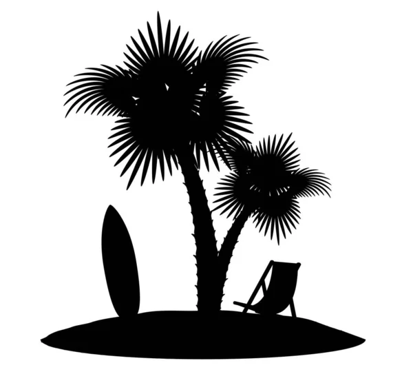 Palmier Contour Noir Silhouette Stock Vectoriel Illustration Isolé Sur Fond — Image vectorielle