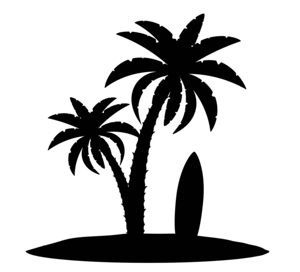 白色背景下的棕榈树黑色轮廓剪影股票矢量图 — 图库矢量图片