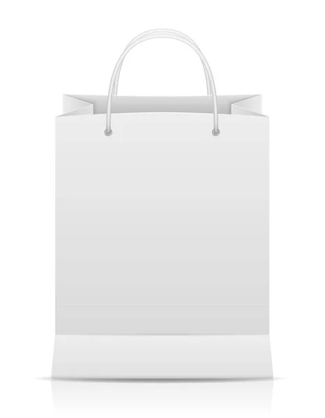 Wit Papier Shopping Bag Voorraad Vector Illustratie Geïsoleerd Achtergrond — Stockvector