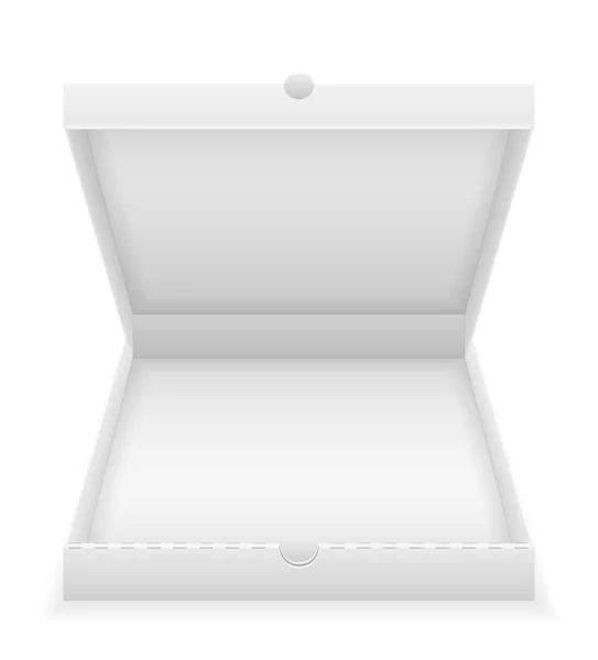 纸板比萨饼盒空模板股票矢量插图在白色背景下隔离 — 图库矢量图片