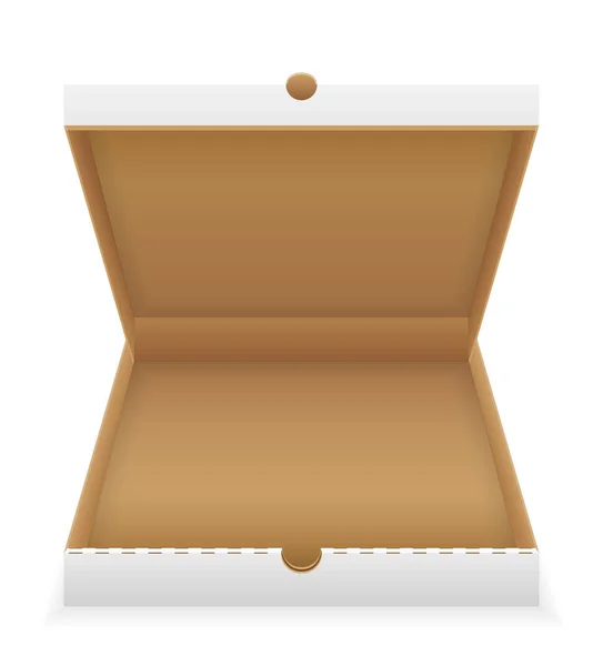 Картонна Коробка Піци Порожній Шаблонний Запас Векторні Ілюстрації Ізольовані Білому — стоковий вектор
