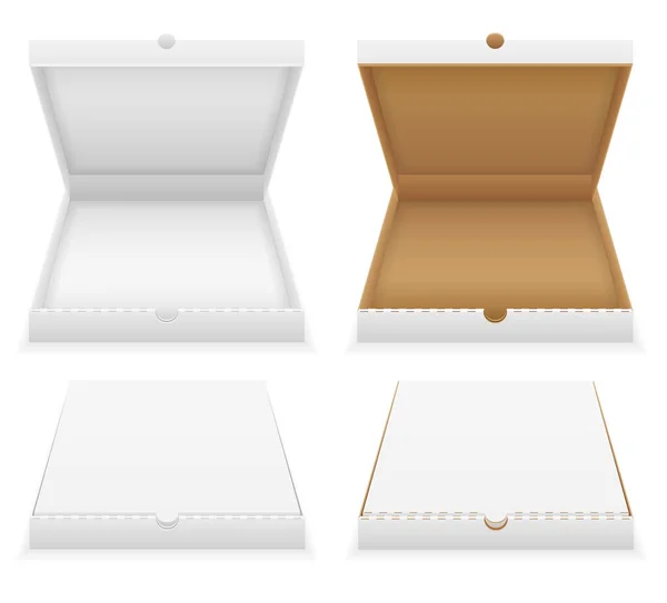 纸板比萨饼盒空模板股票矢量插图在白色背景下隔离 — 图库矢量图片