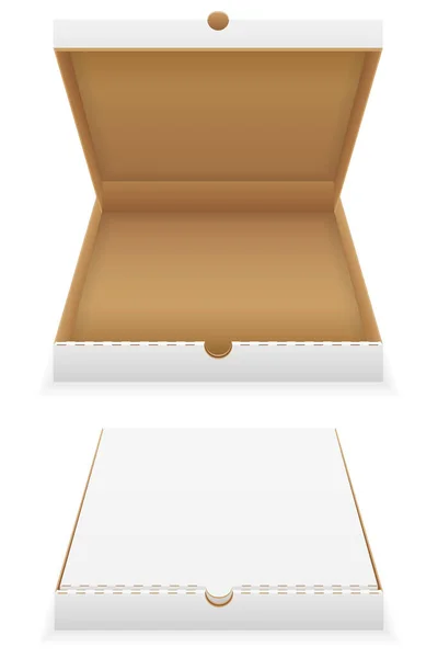 Papelão Pizza Caixa Vazio Modelo Estoque Vetor Ilustração Isolado Fundo — Vetor de Stock