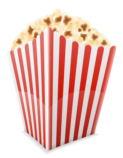 Popcorn Strisce Cartone Pacchetto Stock Vettoriale Illustrazione Isolato Sfondo Bianco — Vettoriale Stock