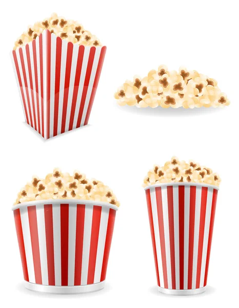 Popcorn Pruhované Lepenkové Balíček Akcií Vektorové Ilustrace Izolované Bílém Pozadí — Stockový vektor
