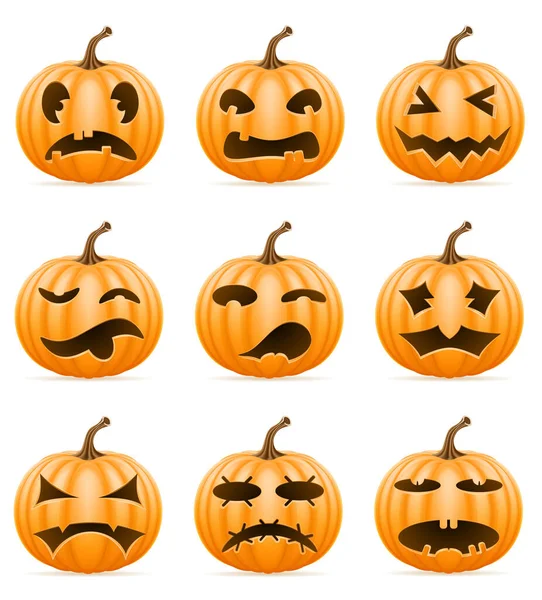 Verschrikkelijk Pompoen Halloween Voorraad Vectorillustratie Geïsoleerd Witte Achtergrond — Stockvector