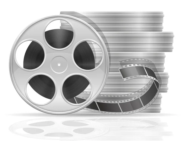 Spule Mit Vektor Darstellung Von Kinofilmen Auf Weißem Hintergrund — Stockvektor