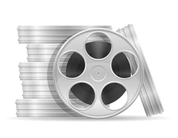 Carretel Com Filme Cinema Ilustração Vetorial Isolado Sobre Fundo Branco — Vetor de Stock