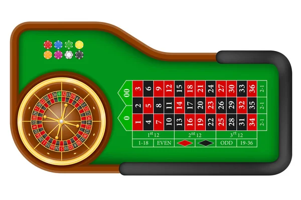 Casino Roulette Tafel Voorraad Vectorillustratie Geïsoleerd Witte Achtergrond — Stockvector