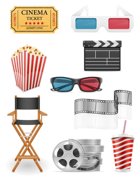 Set Cinema Icons Stock Vector Illustration Isolated White Background — Stock Vector