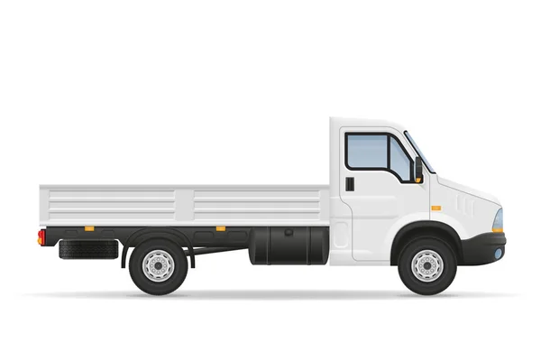 Mały Samochód Van Ciężarówka Transportu Ładunków Towarów Wektor Ilustracja Białym — Wektor stockowy