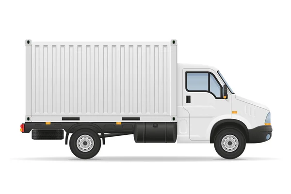 Маленька Вантажівка Фургон Перевезення Вантажів Векторні Ілюстрації Ізольовані Білому Тлі — стоковий вектор