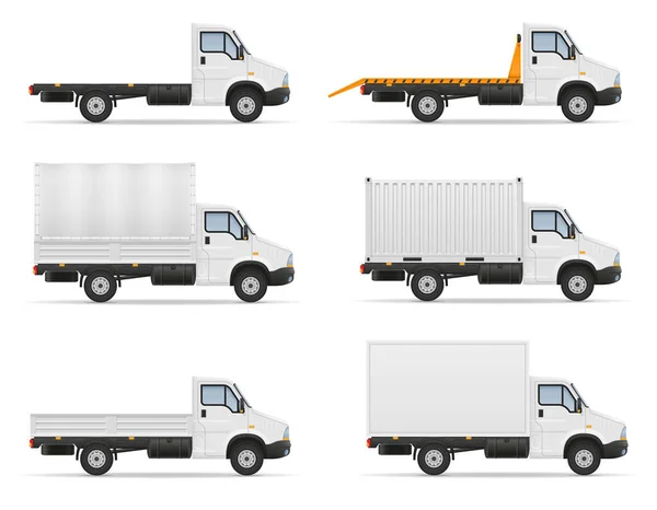 Маленька Вантажівка Фургон Перевезення Вантажів Векторні Ілюстрації Ізольовані Білому Тлі — стоковий вектор