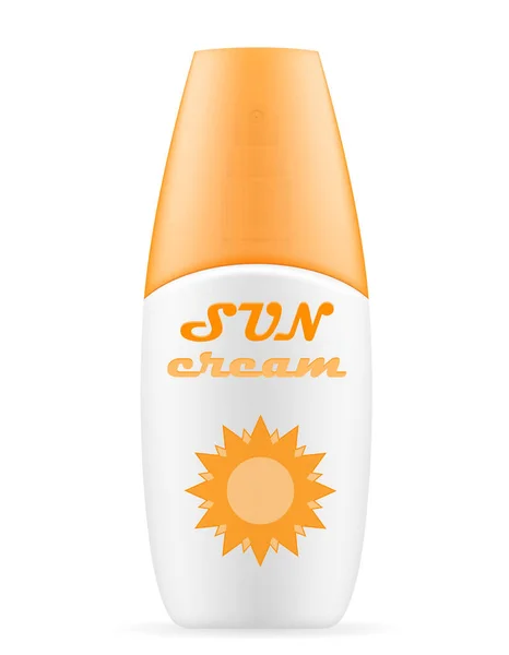 Sun Cream Lotion Solskydd Solbränna Plastbehållare Förpackning Lager Vektorillustration Isolerade — Stock vektor