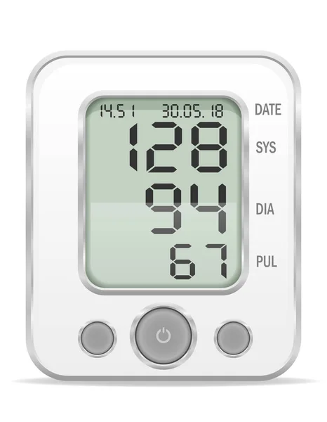 Beyaz Arka Plan Üzerinde Izole Tıbbi Elektronik Tonometer Hisse Senedi — Stok Vektör