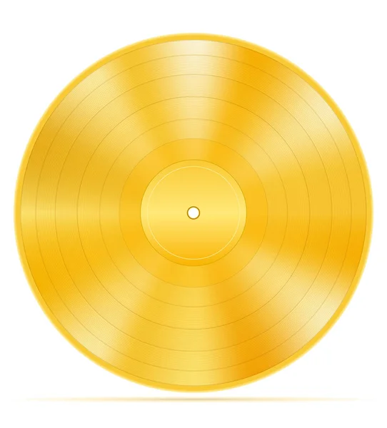 Guld Vinyl Disk Lager Vektorillustration Isolerade Vit Bakgrund — Stock vektor