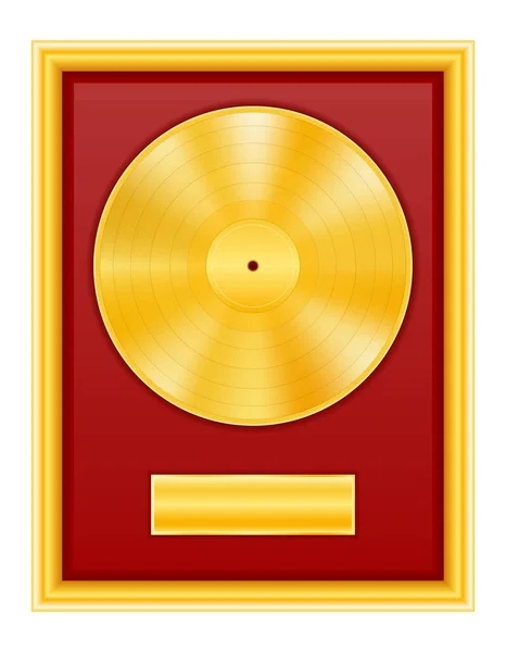 Zlaté Vinyl Disk Rámečku Akcií Vektorové Ilustrace Izolované Bílém Pozadí — Stockový vektor