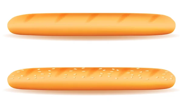 Fresh Crisp Bread Baguette Bun Loaf Stock Vector Illustration Isolated — Stock Vector