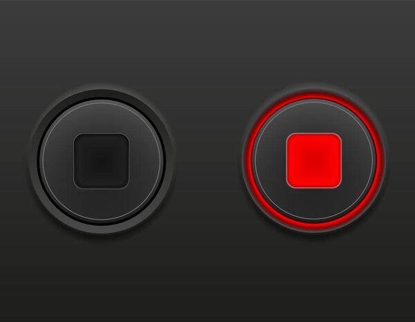 black media button stop on and off position stock vector illustration at gray background