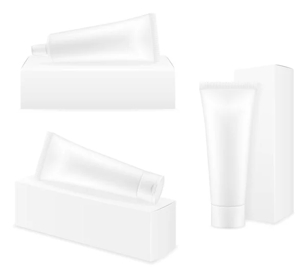Κουτί Συσκευασία Και Σωλήνα Οδοντόκρεμας Κενό Πρότυπο Για Την Απεικόνιση — Διανυσματικό Αρχείο