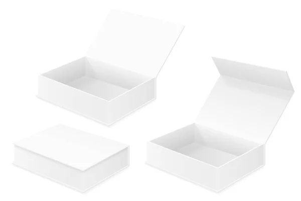 Caja Cartón Vacía Embalaje Plantilla Blanco Para Ilustración Del Vector — Archivo Imágenes Vectoriales