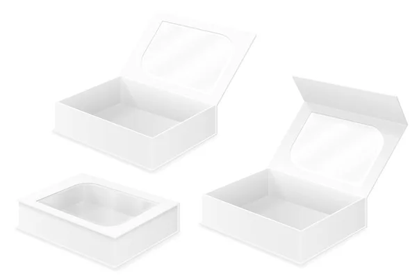 空纸板箱包装空白模板设计库存图示图隔离在白色背景上 — 图库矢量图片