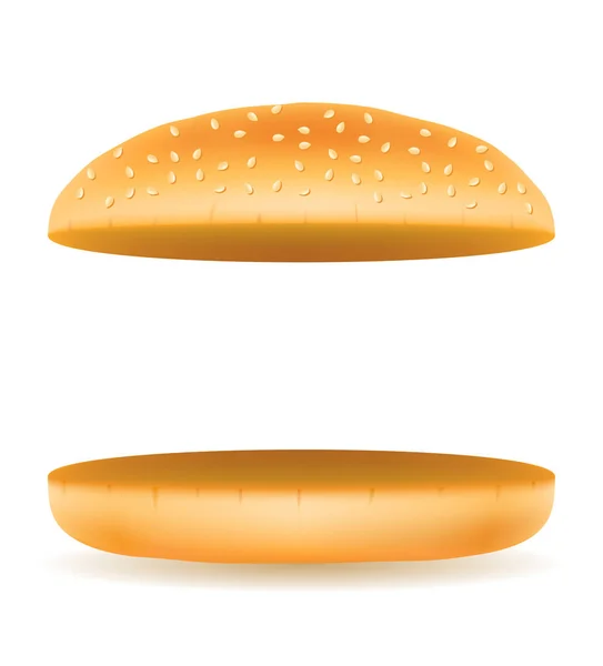 Segar Crispy Burger Bun Vektor Saham Ilustrasi Terisolasi Latar Belakang - Stok Vektor