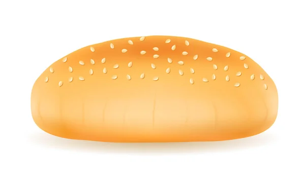 Illustration Vectorielle Pain Burger Croustillant Frais Isolé Sur Fond Blanc — Image vectorielle