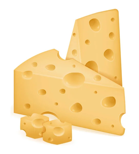 チーズの部分が穴と白い背景の分離された株式ベクトル図スライス — ストックベクタ