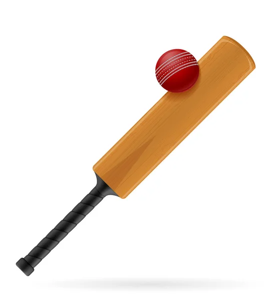 Murciélago Cricket Bola Para Juego Deportes Stock Vector Ilustración Aislado — Vector de stock