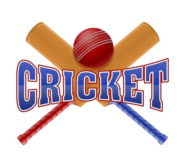 Cricket Pipistrello Palla Gioco Sport Stock Vettoriale Illustrazione Isolato Sfondo — Vettoriale Stock