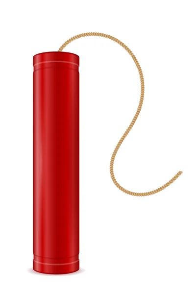 Dynamite Rouge Bâton Avec Bickford Fusible Illustration Vectorielle Isolé Sur — Image vectorielle