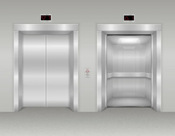 Elevator Modern Office Metal Lift Stock Vector Illustration Isolated White — Stock Vector