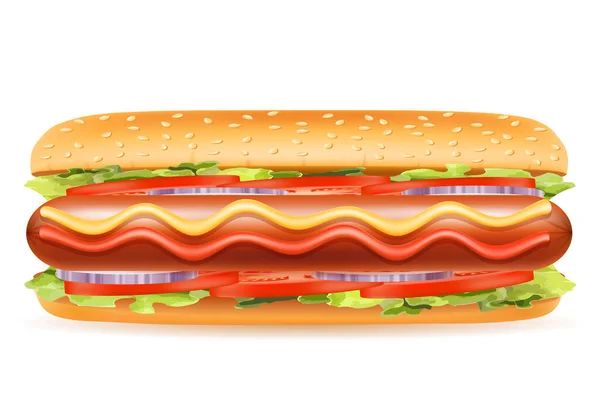 Hot Dog Fastfood Vektor Illustration Isoliert Auf Weißem Hintergrund — Stockvektor