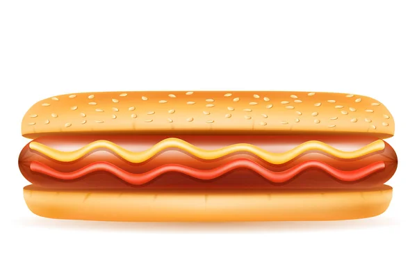 Hot Dog Comida Rápida Vector Ilustración Aislado Sobre Fondo Blanco — Archivo Imágenes Vectoriales