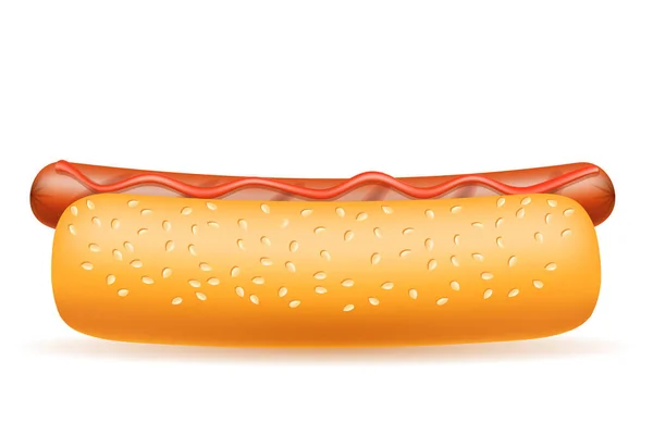 Hot Dog Fast Food Stock Vector Illustration Isolated White Background — Stock Vector