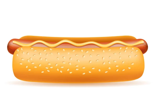Hot Dog Fast Food Stock Vettoriale Illustrazione Isolato Sfondo Bianco — Vettoriale Stock