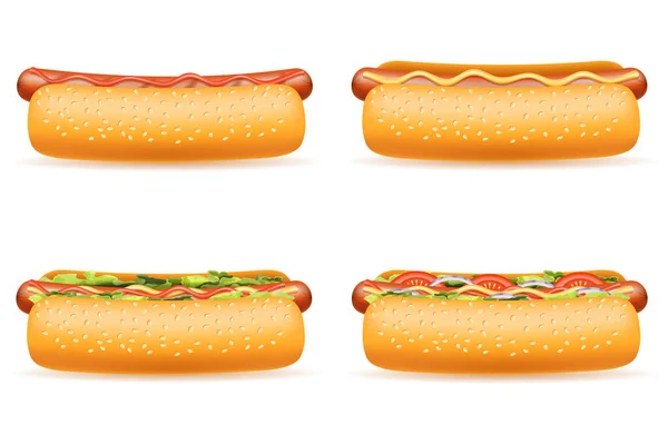 Hot Dog Fast Food Stock Vector Illustration Isolated White Background — Stock Vector