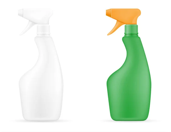 家用清洁产品在塑料瓶空模板空白库存矢量插图隔离在白色背景 — 图库矢量图片