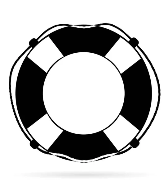 Bouée Sauvetage Marine Sécurité Aquatique Contour Noir Silhouette Stock Vecteur — Image vectorielle