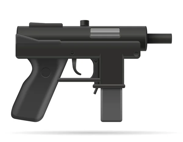 マシン短手銃ストリート ギャング武器白い背景で隔離の株式ベクトル図 — ストックベクタ