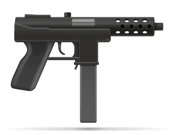 Maskinen Submachine Hand Pistol Gatugäng Vapen Lager Vektorillustration Isolerade Vit — Stock vektor