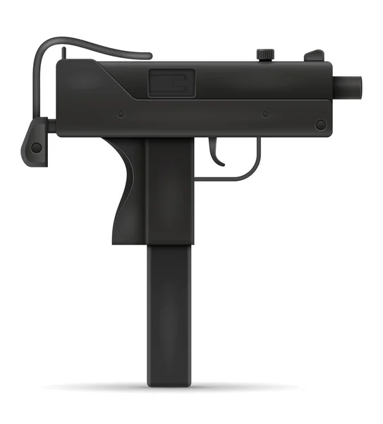 短機関銃手武器白い背景で隔離の株式ベクトル図 — ストックベクタ