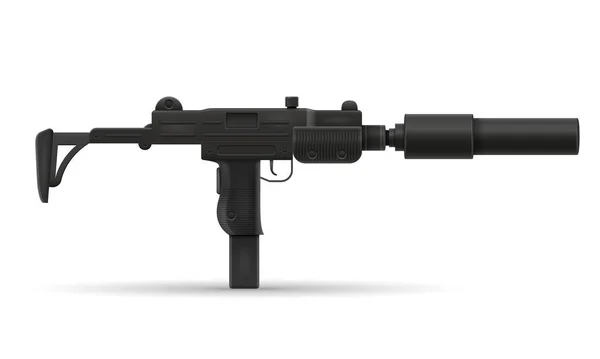 Submachine Machine Hand Gun Weapons Stock Vector Illustration Isolated White — Stock Vector