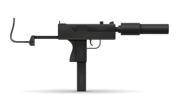 Submachine Machine Gun Handwapens Voorraad Vectorillustratie Geïsoleerd Witte Achtergrond — Stockvector