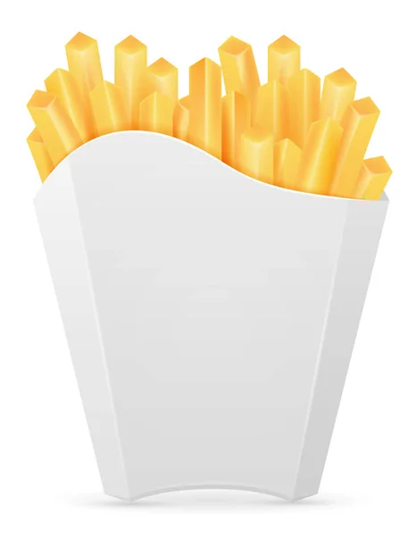 French Fries Carton Pack Stock Vector Illustration Isolated White Background — Stock Vector