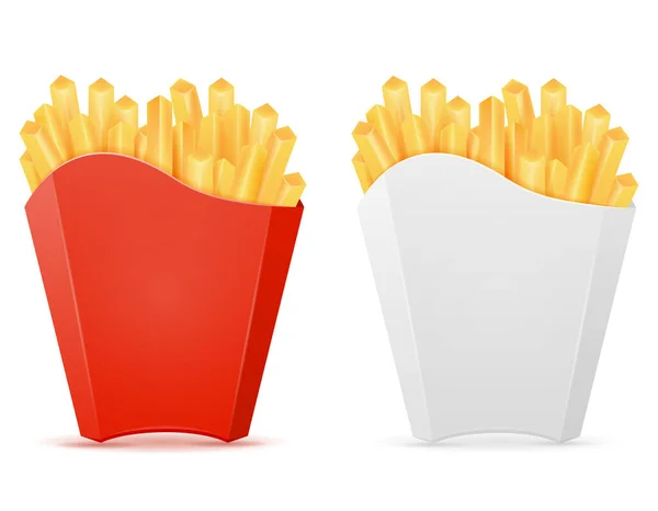 French Fries Carton Pack Stock Vector Illustration Isolated White Background — Stock Vector