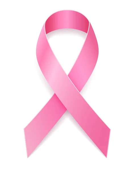 Розовая Лента Рак Молочной Железы Осведомленности Векторные Иллюстрации Белом Фоне — стоковый вектор
