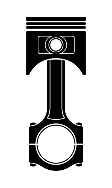 Piston Avec Une Partie Bielle Moteur Voiture Silhouette Contour Noir — Image vectorielle