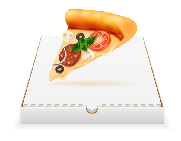 Πίτσα Κουτί Από Χαρτόνι Εικονογράφηση Διάνυσμα Απόθεμα Απομονώνονται Λευκό Φόντο — Διανυσματικό Αρχείο